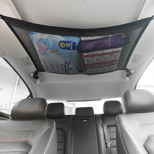 SUV Car Ceiling Storage Net Pocket Car Roof Bag Interior Cargo Net Breathable Mesh Bag